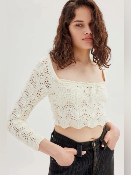 Urban Outfitters Sweaters - Urban Outfitters Blaire Crochet Square Neck Sweater